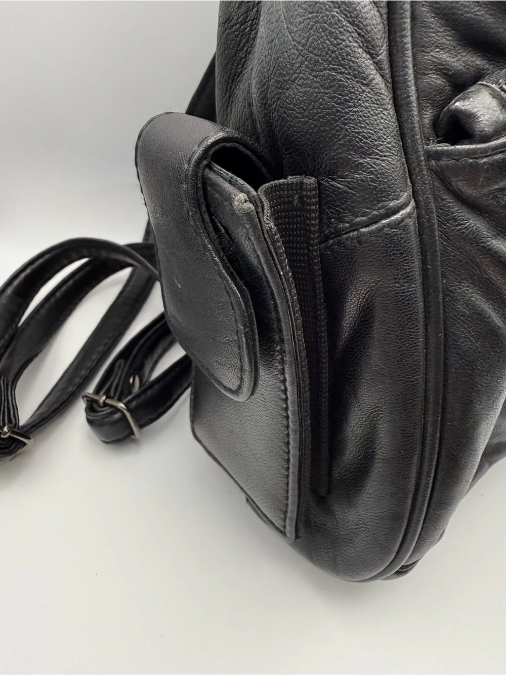 Black Leather Cross Accent Sling Bag / Backpack